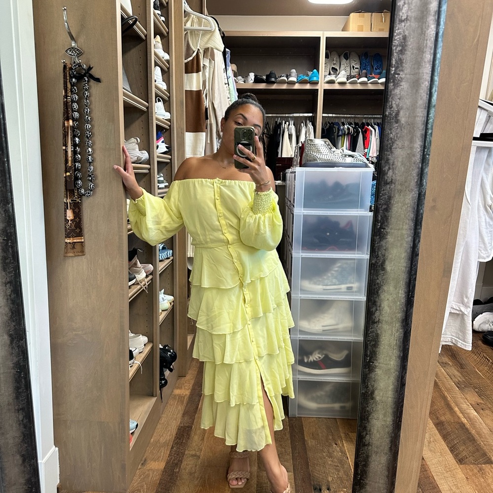 DORRA FLORAL CHIFFON DRESS (YELLOW)